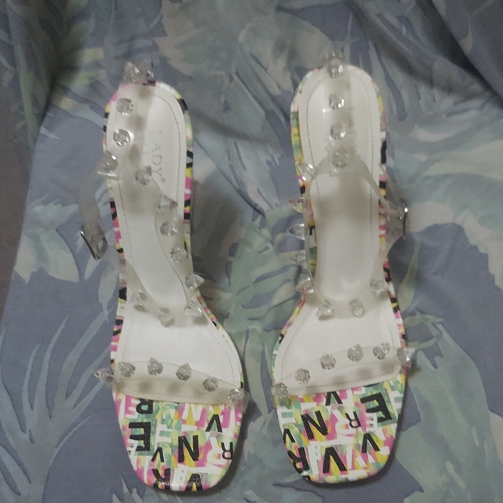 Trendy Multicolor Heels with Clear Straps